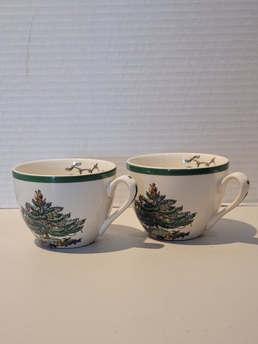 Set of 2 Cups SPODE ENGLAND Christmas Tree S3324K Coffee Tea Punch Egg-Nog Cocoa